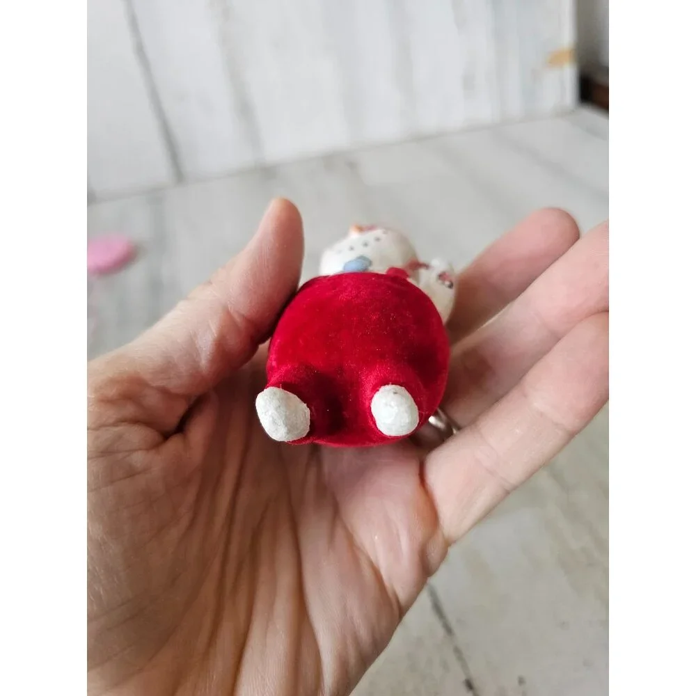 Snowman bobblehead candy cane ornament nodder Xmas tree‎ velvet